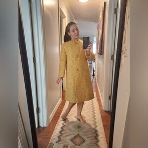 Elegant Yellow Women's Coat Size M Wool